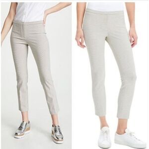 Theory White Classic Plaid Cropped Capris Ankle Pants Work Size 4 Tartan Print